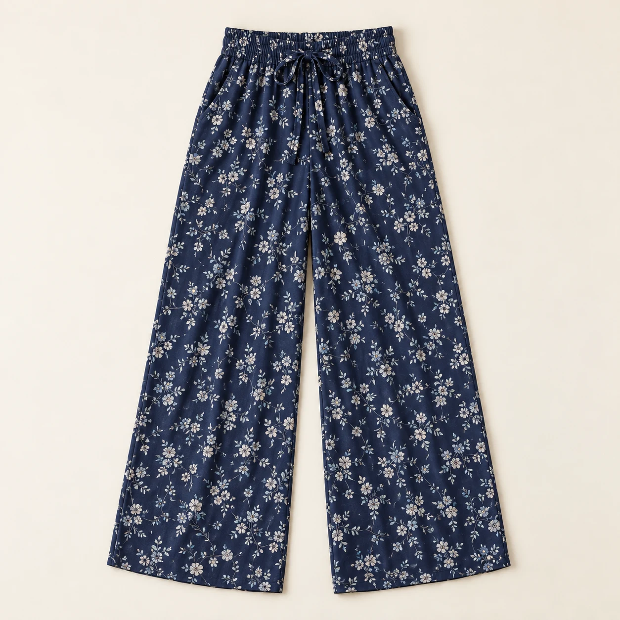 Midnight Botanica Wide-Leg Pants in navy