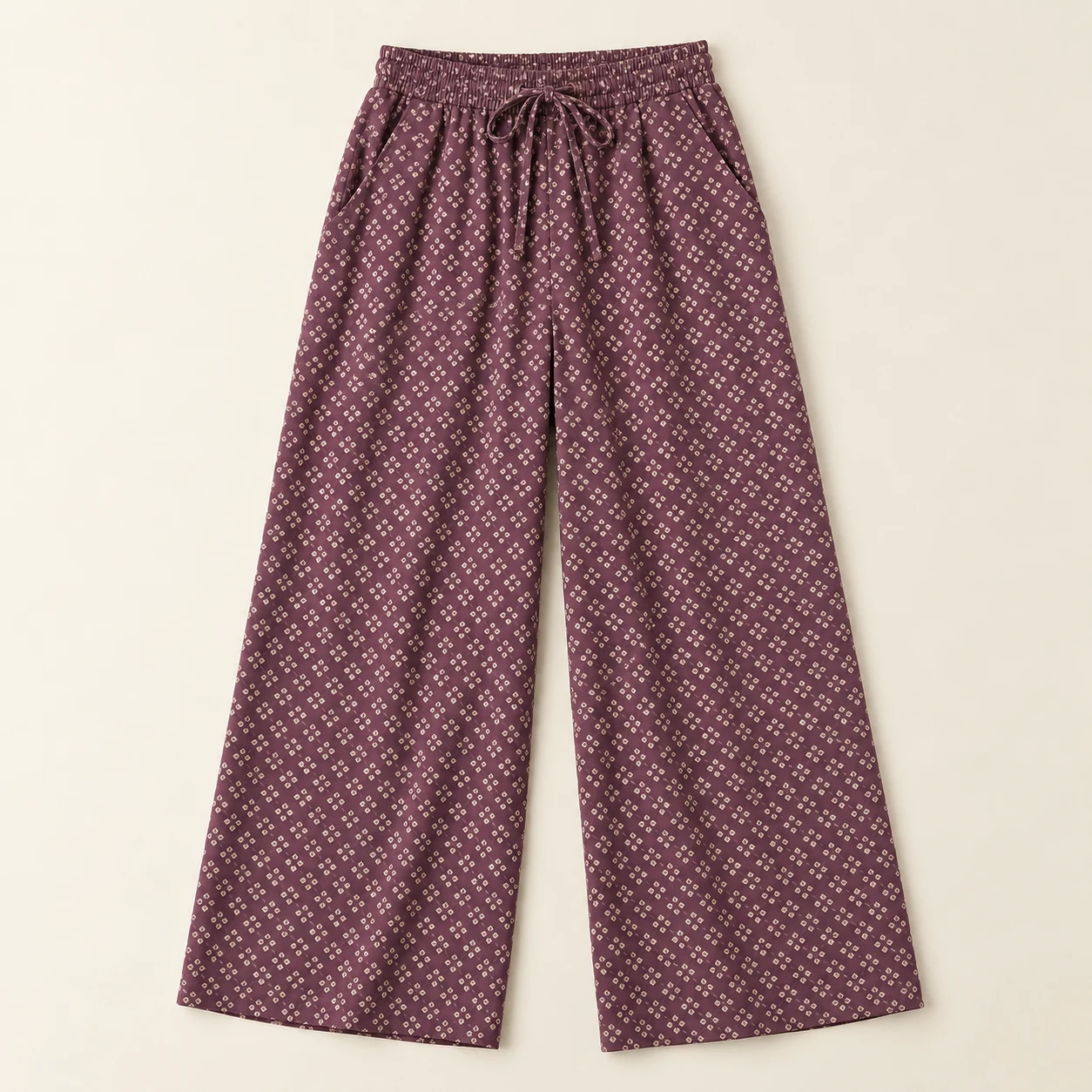 Plum Tapestry Wide-Leg Pants in plum